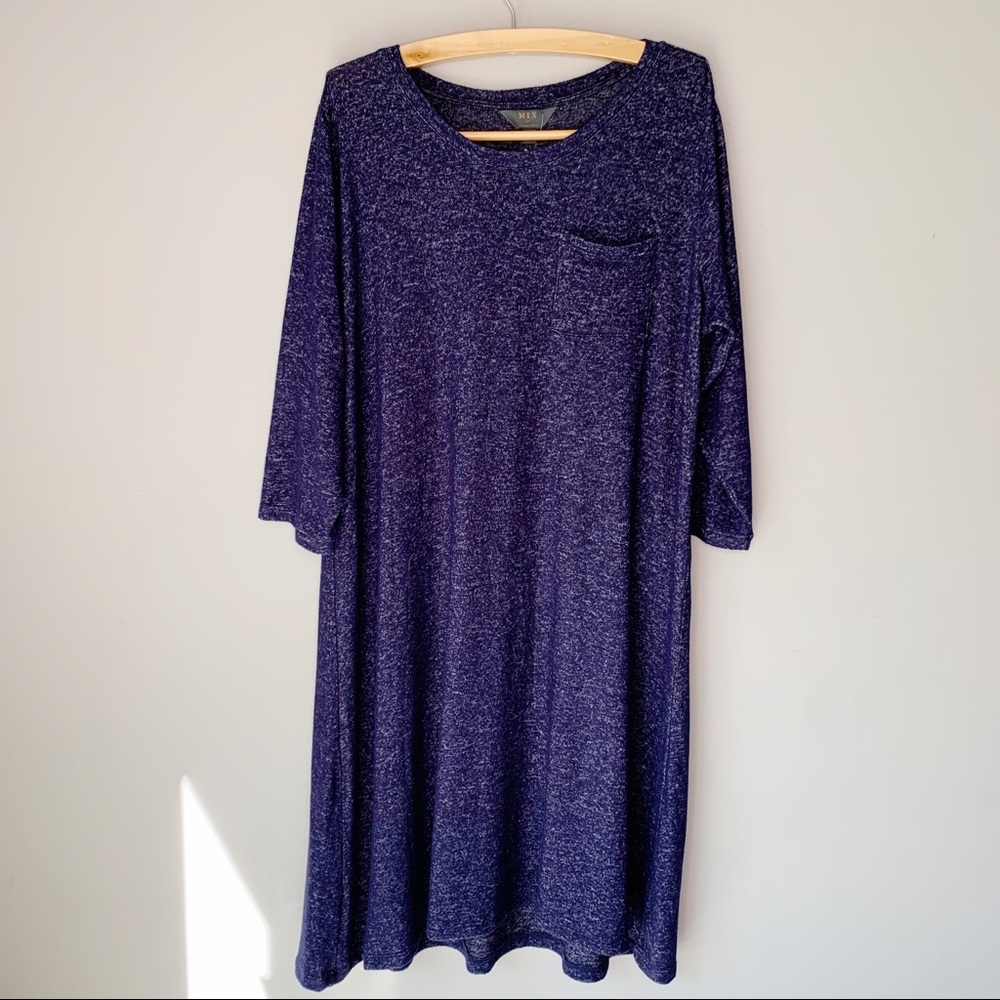Mix by 41 Hawthorne shirt dress blue jersey knit - Picture 1 of 8